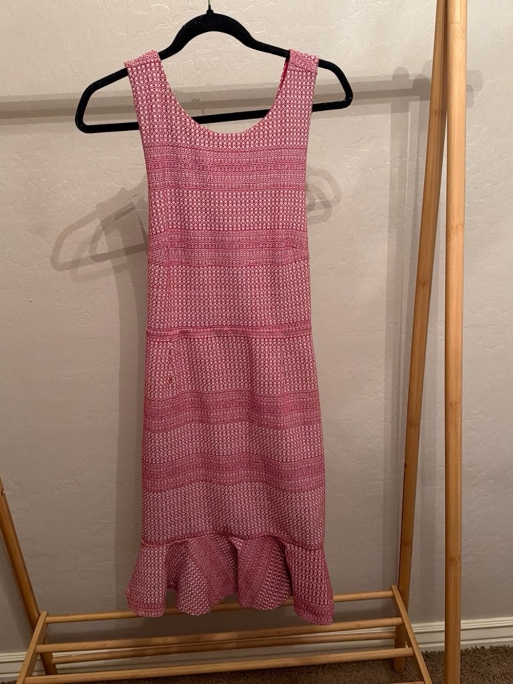 Red Sleeveless Knit Ruffle-Hem Dress